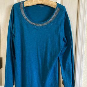 Coldwater Creek, large, royal blue knit top with sparkle